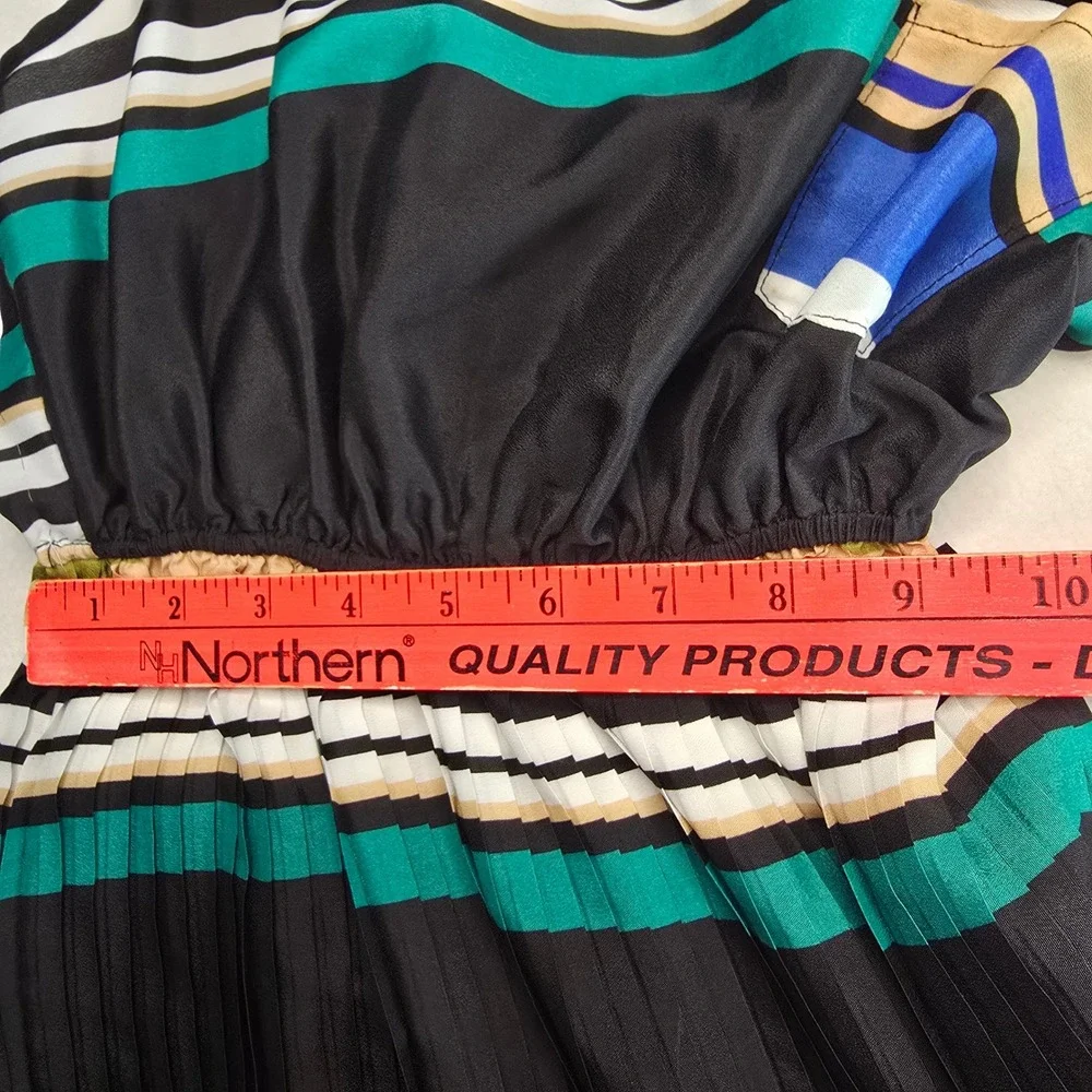 Y2K Wet Seal Sleeveless Pleated Striped Mini Dress Retro Indie Dopamine Women XS